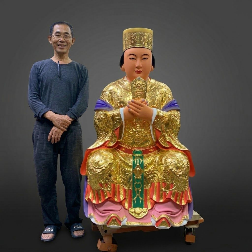 詠慈佛像雕刻師傅與媽祖聖像作品