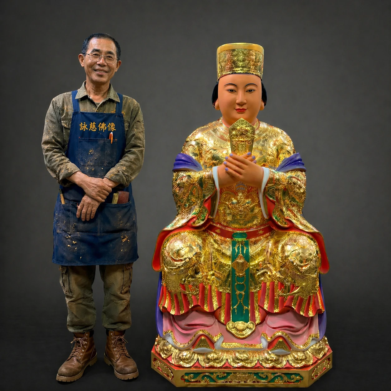詠慈佛像雕刻師傅與媽祖聖像作品